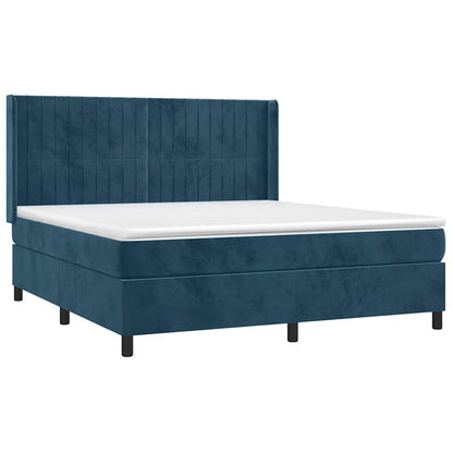 Giroletto a Molle con Materasso Blu Scuro 160x200 cm in Velluto | homemem39