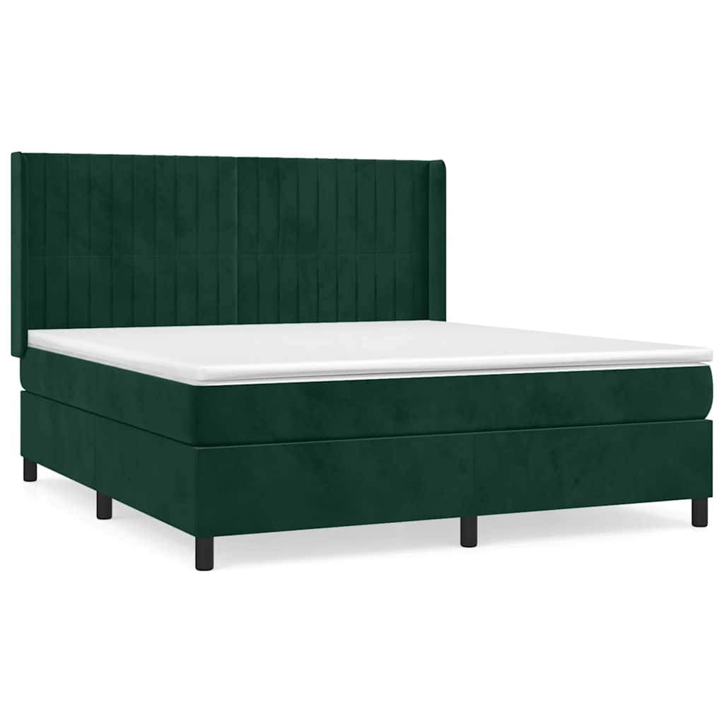 Giroletto a Molle con Materasso Verde Scuro 180x200 cm Velluto | homemem39