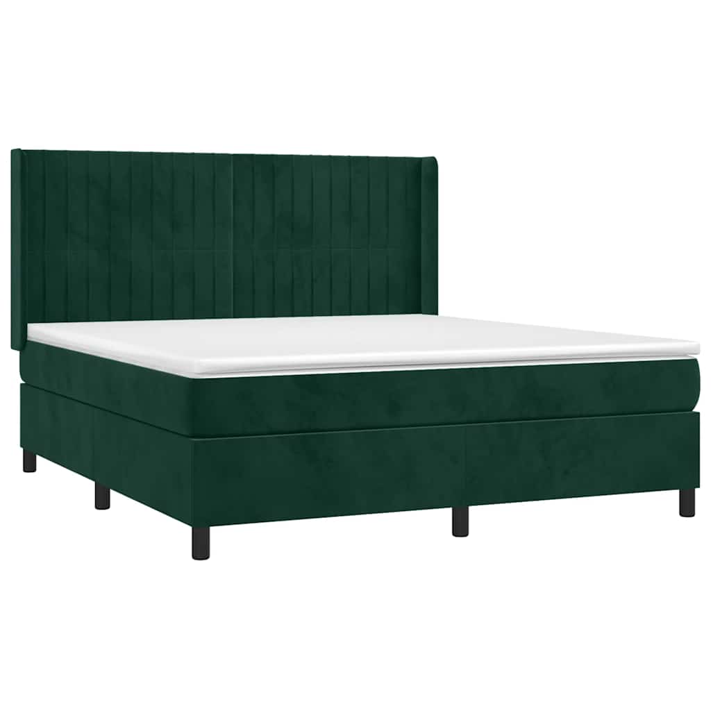 Giroletto a Molle con Materasso Verde Scuro 180x200 cm Velluto | homemem39