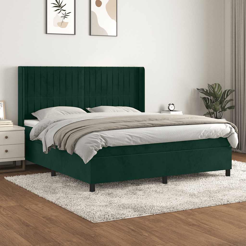 Giroletto a Molle con Materasso Verde Scuro 180x200 cm Velluto | homemem39