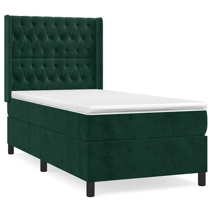 Giroletto a Molle con Materasso Verde Scuro 80x200 cm Velluto | homemem39