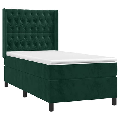 Giroletto a Molle con Materasso Verde Scuro 80x200 cm Velluto | homemem39