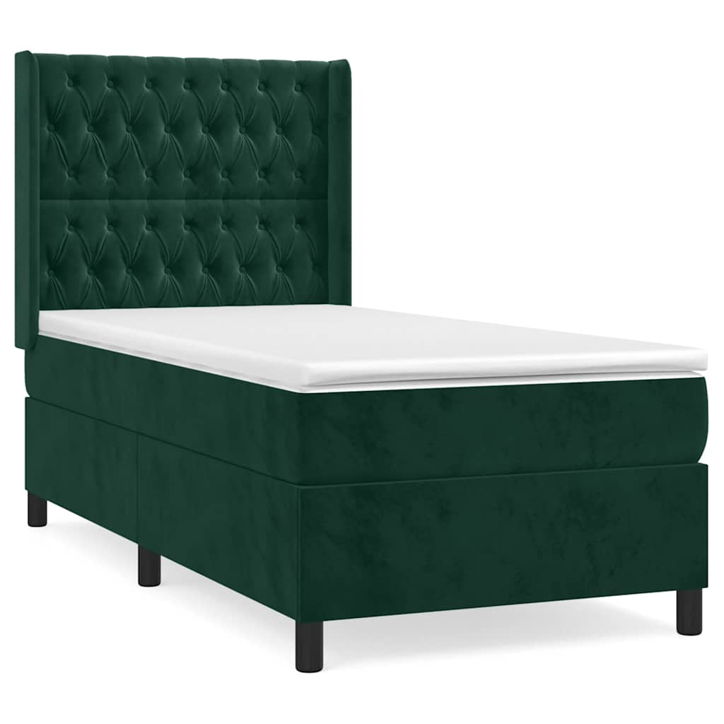 Giroletto a Molle con Materasso Verde Scuro 90x190 cm Velluto | homemem39