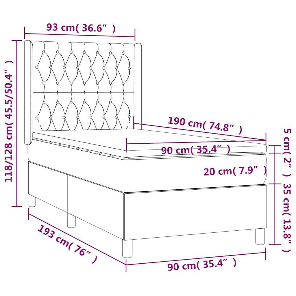 Giroletto a Molle con Materasso Verde Scuro 90x190 cm Velluto | homemem39