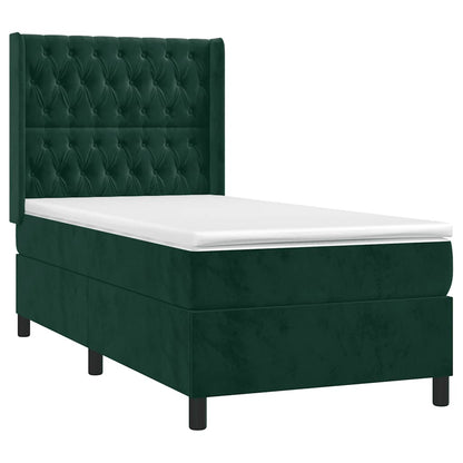 Giroletto a Molle con Materasso Verde Scuro 90x200 cm Velluto | homemem39