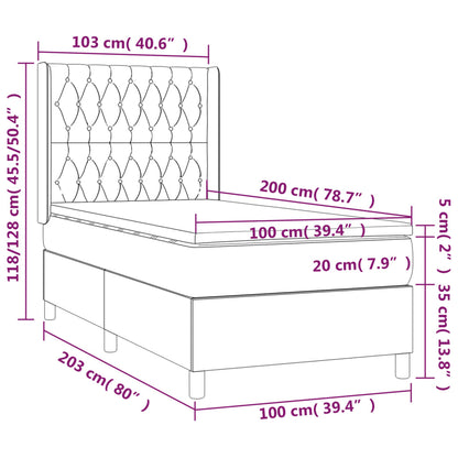 Giroletto a Molle con Materasso Grigio Chiaro 100x200cm Velluto - homemem39