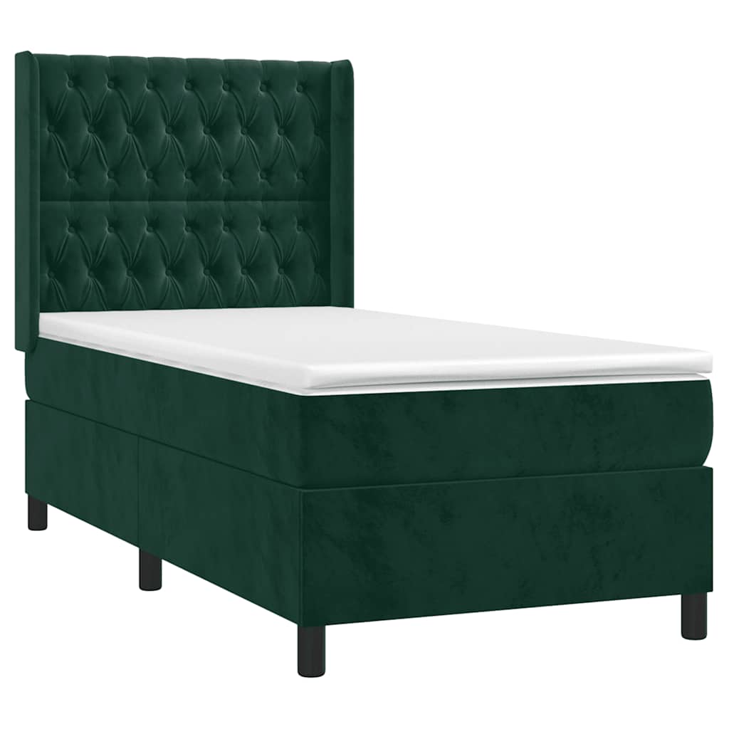 Giroletto a Molle con Materasso Verde Scuro 100x200 cm Velluto | homemem39