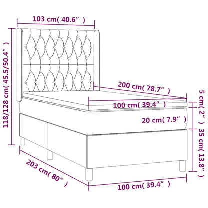 Giroletto a Molle con Materasso Blu Scuro 100x200 cm in Velluto | homemem39