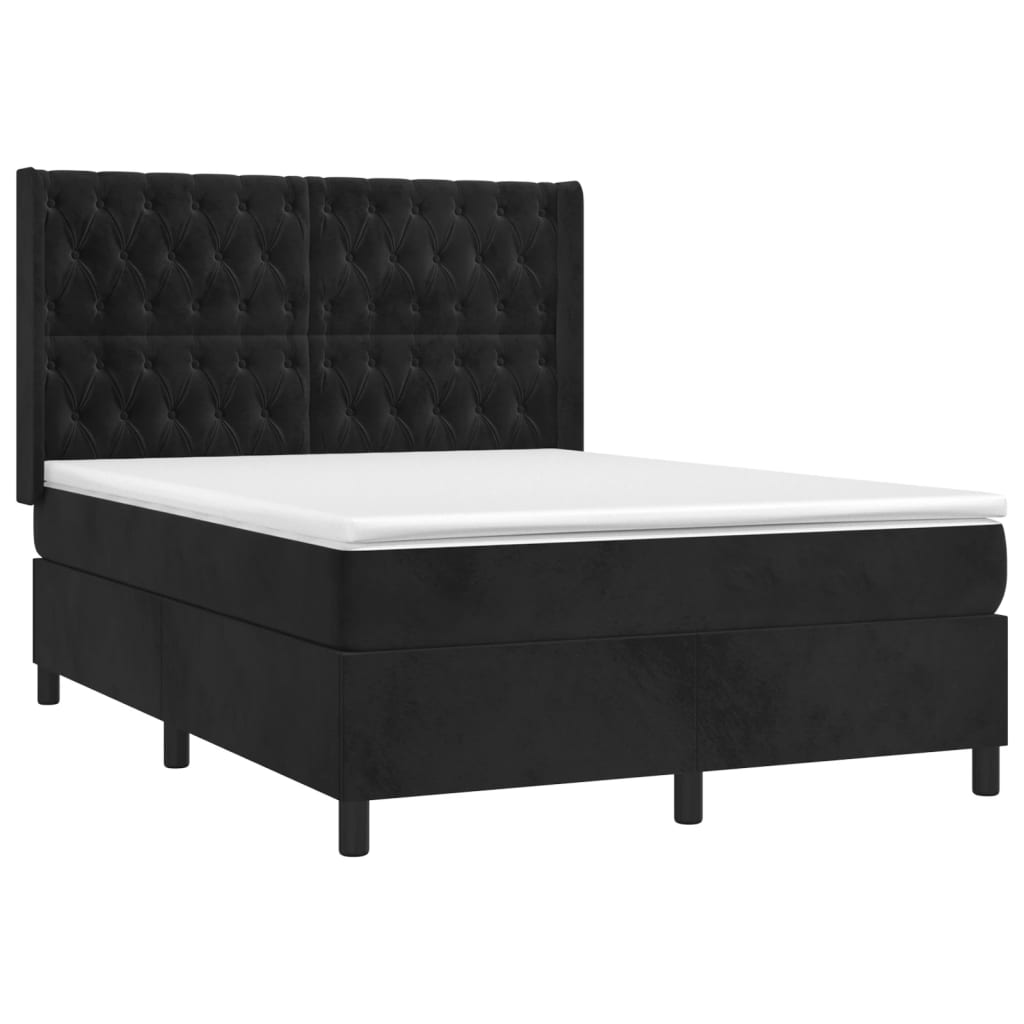 Giroletto a Molle con Materasso Nero 140x190 cm in Velluto | homemem39