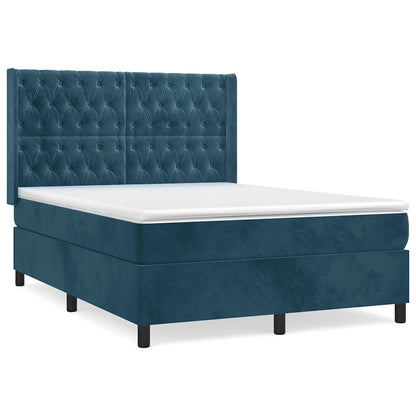 Giroletto a Molle con Materasso Blu Scuro 140x190 cm in Velluto | homemem39