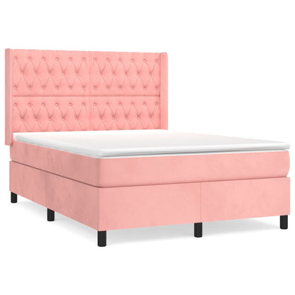 Giroletto a Molle con Materasso Rosa 140x190 cm in Velluto | homemem39