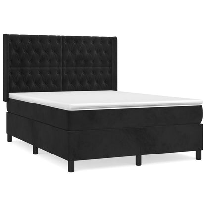 Spring bed frame with black mattress 140x200 cm in velvet