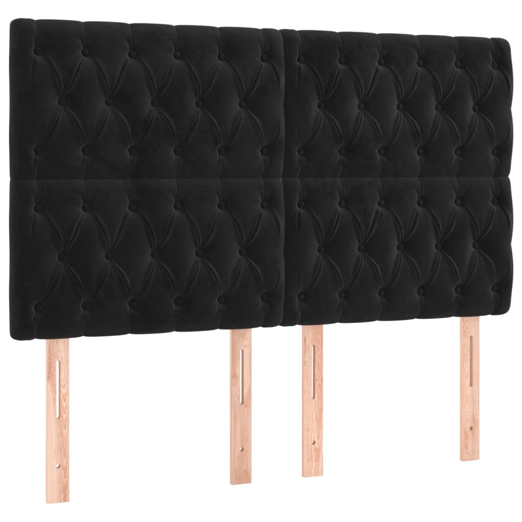 Spring bed frame with black mattress 140x200 cm in velvet