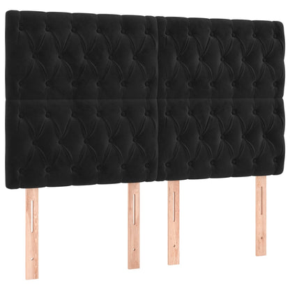 Spring bed frame with black mattress 140x200 cm in velvet