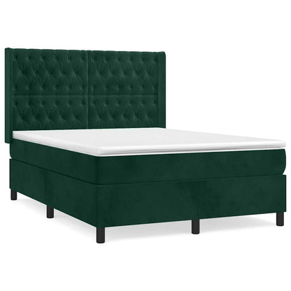 Giroletto a Molle con Materasso Verde Scuro 140x200 cm Velluto | homemem39