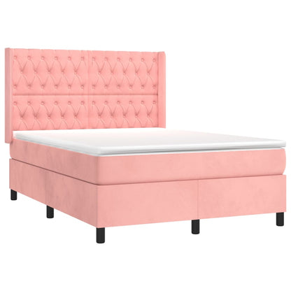 Giroletto a Molle con Materasso Rosa 140x200 cm in Velluto | homemem39