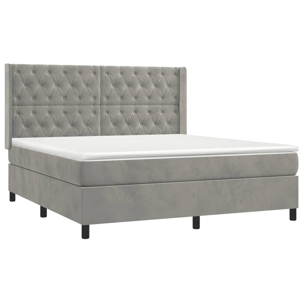 Giroletto a Molle con Materasso Grigio Chiaro 160x200cm Velluto - homemem39