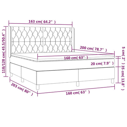 Giroletto a Molle con Materasso Verde Scuro 160x200 cm Velluto | homemem39