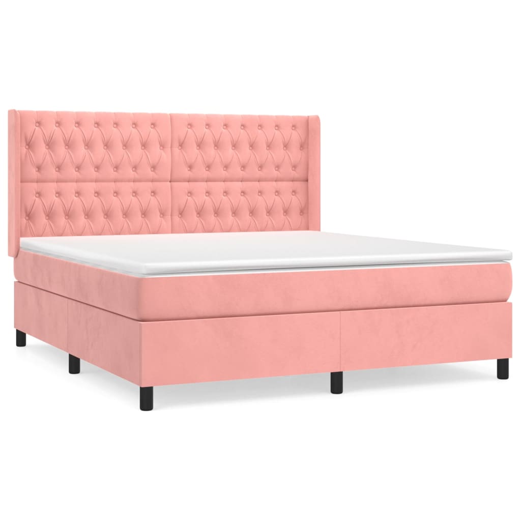 Giroletto a Molle con Materasso Rosa 180x200 cm in Velluto | homemem39