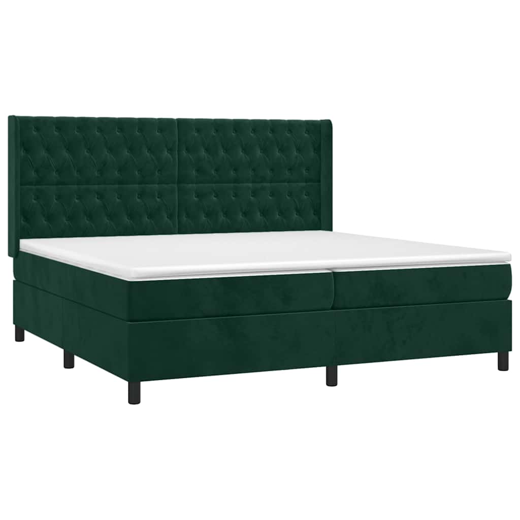 Giroletto a Molle con Materasso Verde Scuro 200x200 cm Velluto | homemem39