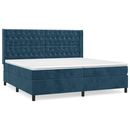 Giroletto a Molle con Materasso Blu Scuro 200x200 cm in Velluto | homemem39