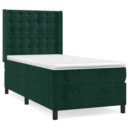 Giroletto a Molle con Materasso Verde Scuro 90x190 cm Velluto | homemem39