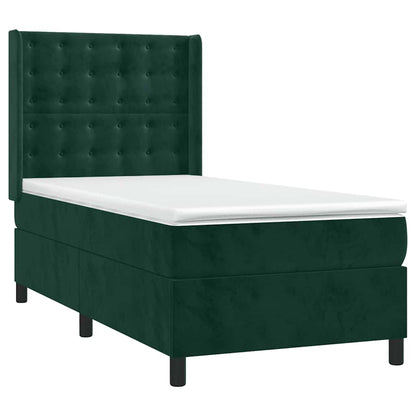 Giroletto a Molle con Materasso Verde Scuro 90x190 cm Velluto | homemem39
