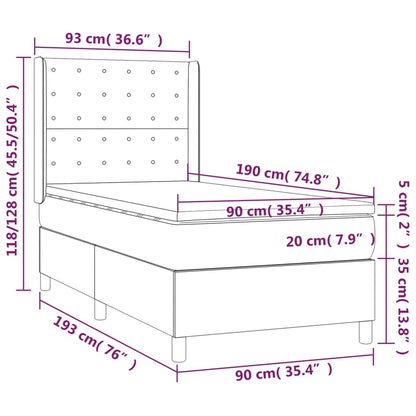 Giroletto a Molle con Materasso Blu Scuro 90x190 cm in Velluto