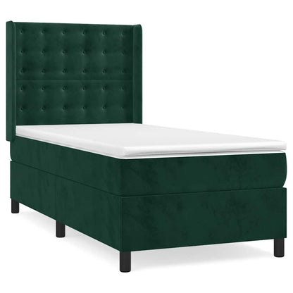 Giroletto a Molle con Materasso Verde Scuro 90x200 cm Velluto | homemem39