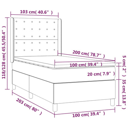 Giroletto a Molle con Materasso Grigio Chiaro 100x200cm Velluto - homemem39