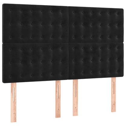 Giroletto a Molle con Materasso Nero 140x190 cm in Velluto | homemem39