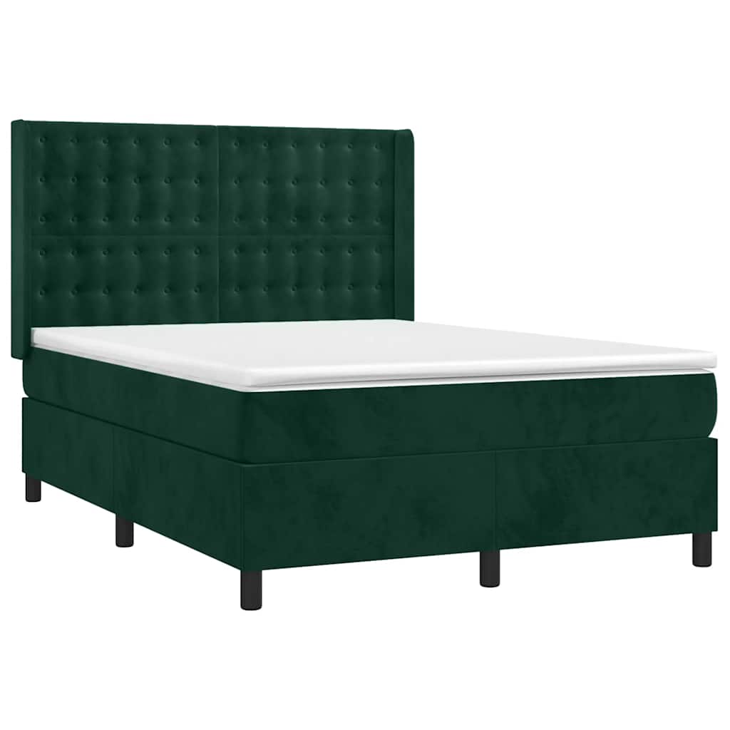 Giroletto a Molle con Materasso Verde Scuro 140x190 cm Velluto | homemem39