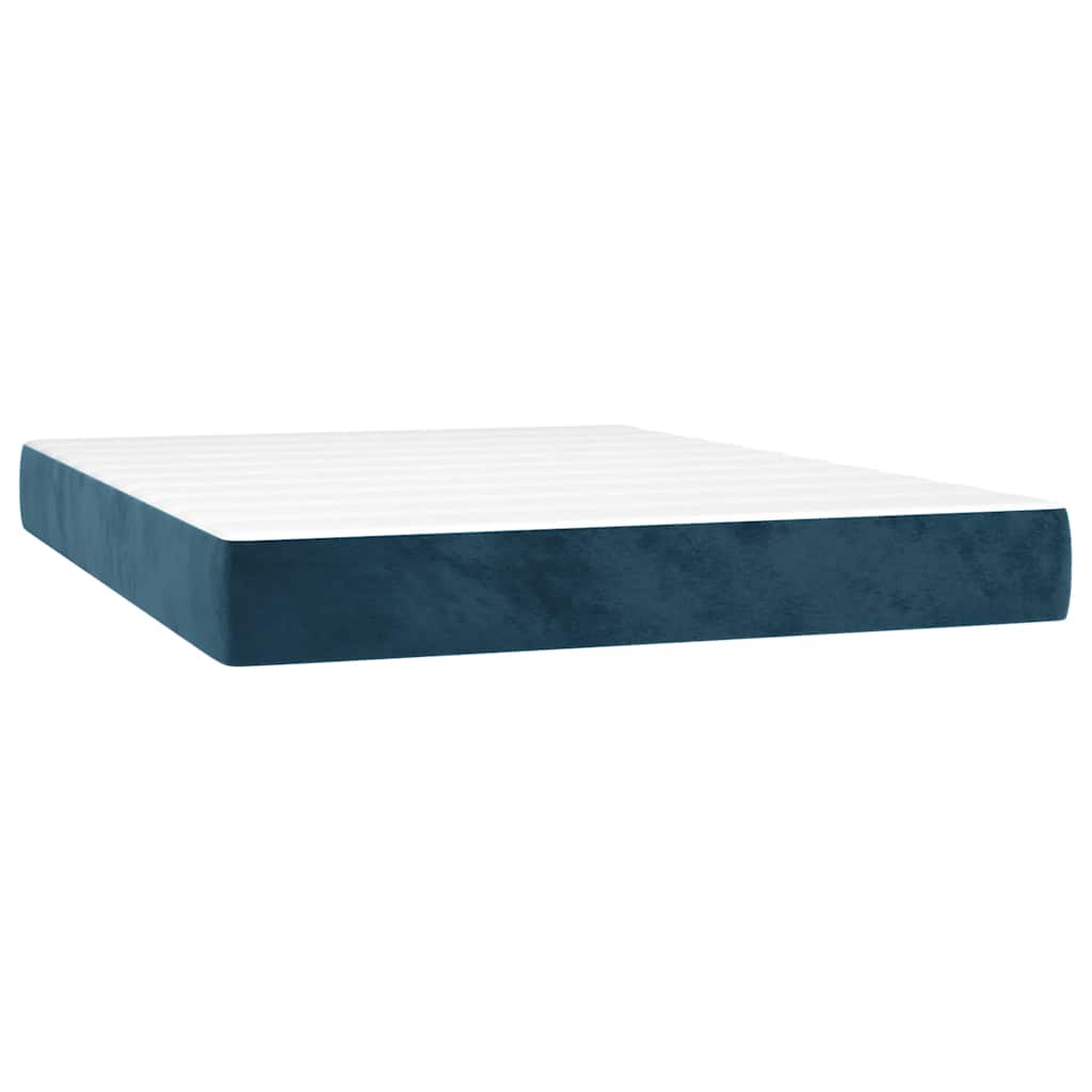 Giroletto a Molle con Materasso Blu Scuro 140x190 cm in Velluto | homemem39