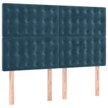 Giroletto a Molle con Materasso Blu Scuro 140x190 cm in Velluto