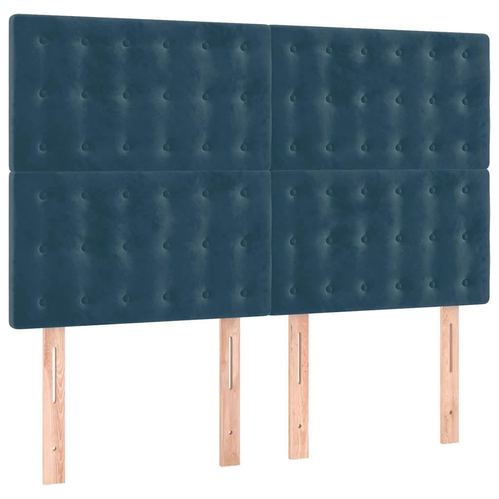 Giroletto a Molle con Materasso Blu Scuro 140x200 cm in Velluto | homemem39