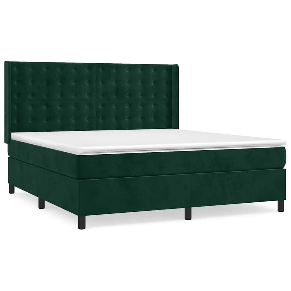 Giroletto a Molle con Materasso Verde Scuro 160x200 cm Velluto | homemem39