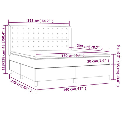 Giroletto a Molle con Materasso Verde Scuro 160x200 cm Velluto | homemem39
