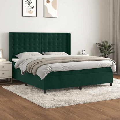 Giroletto a Molle con Materasso Verde Scuro 160x200 cm Velluto | homemem39