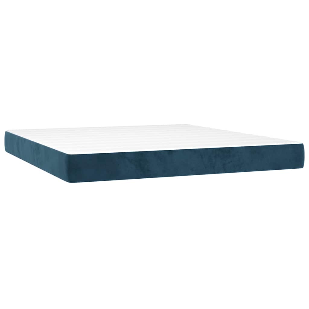 Giroletto a Molle con Materasso Blu Scuro 160x200 cm in Velluto | homemem39