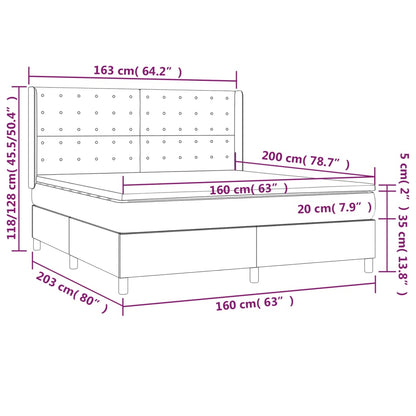 Giroletto a Molle con Materasso Rosa 160x200 cm in Velluto