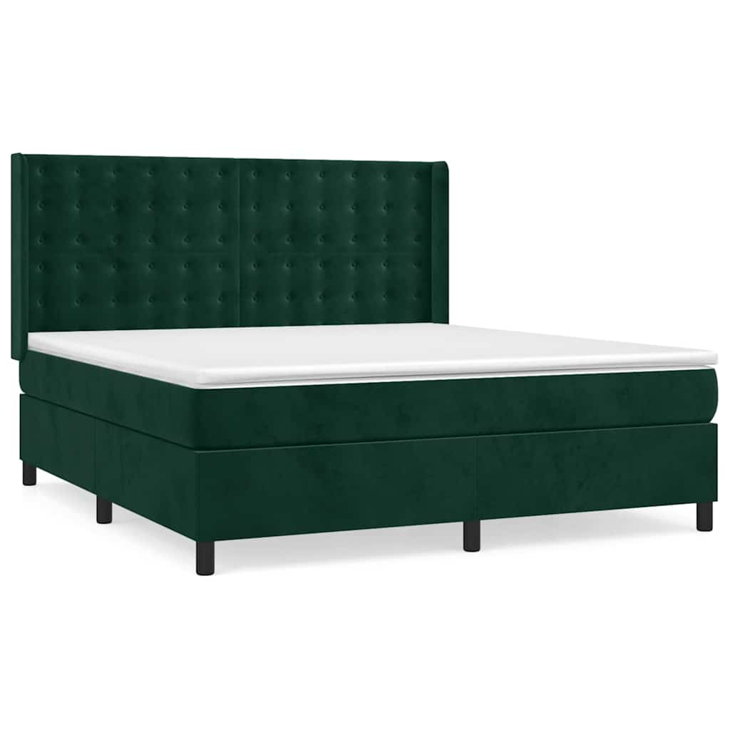 Giroletto a Molle con Materasso Verde Scuro 180x200 cm Velluto | homemem39