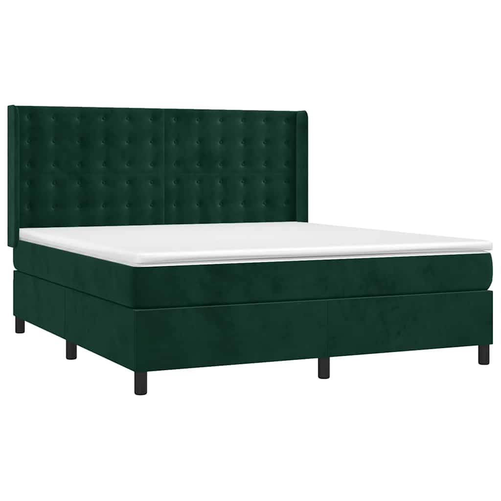 Giroletto a Molle con Materasso Verde Scuro 180x200 cm Velluto | homemem39