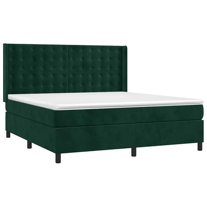 Giroletto a Molle con Materasso Verde Scuro 180x200 cm Velluto | homemem39