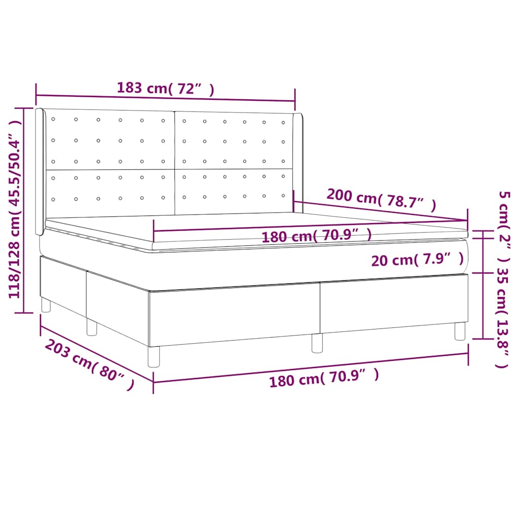 Giroletto a Molle con Materasso Verde Scuro 180x200 cm Velluto | homemem39