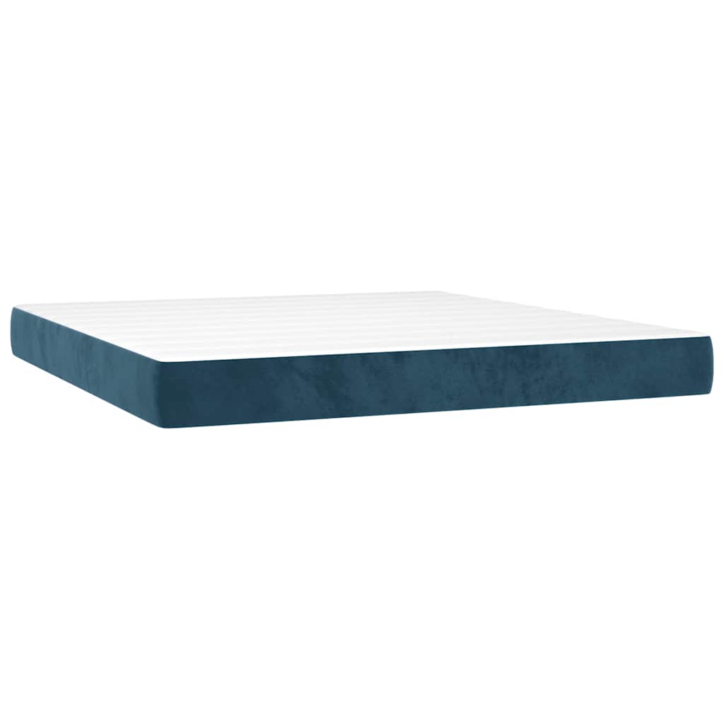 Giroletto a Molle con Materasso Blu Scuro 180x200 cm in Velluto | homemem39
