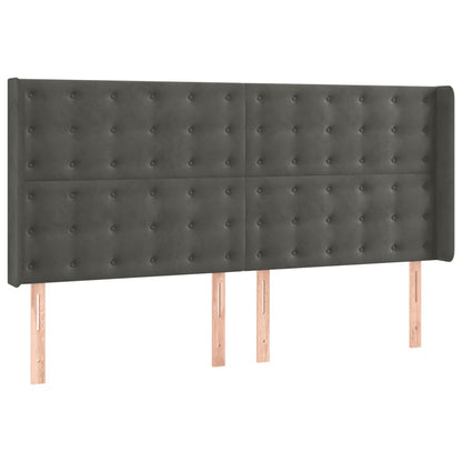 Giroletto a Molle con Materasso Grigio Scuro 200x200 cm Velluto