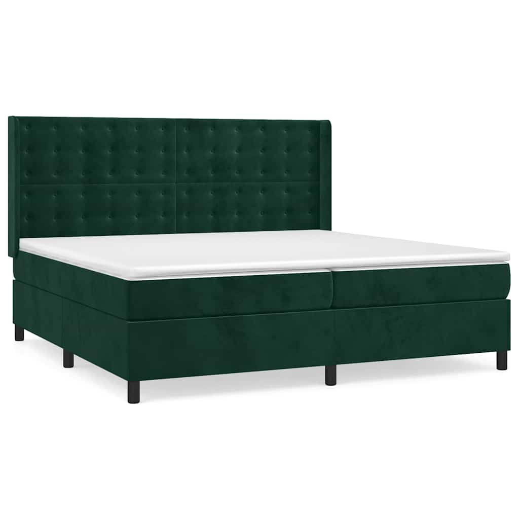 Giroletto a Molle con Materasso Verde Scuro 200x200 cm Velluto | homemem39