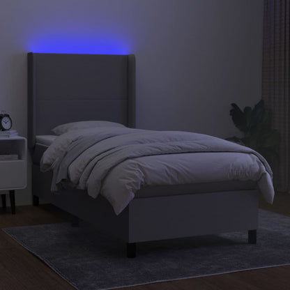 Letto a Molle Materasso e LED Grigio Chiaro 80x200 cm Tessuto - homemem39