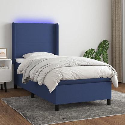 Letto a Molle con Materasso e LED Blu 80x200 cm in Tessuto - homemem39