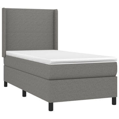 Letto a Molle Materasso e LED Grigio Scuro 90x190 cm in Tessuto - homemem39